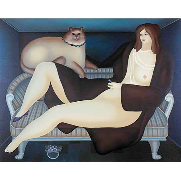 Reclining Woman with Cat