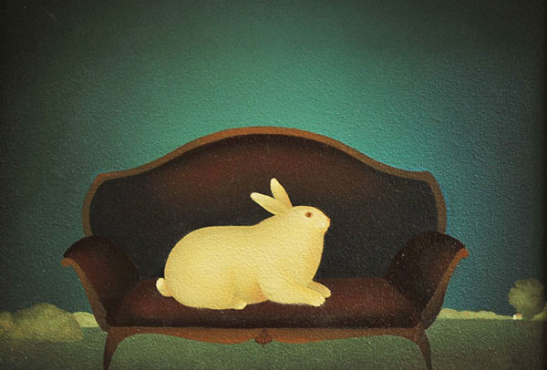 Rabbit on Blue Couch